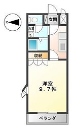 イーストリバー 1階1Kの間取り