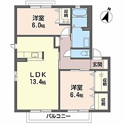 ハーティハイツ3C 2LDKの間取図画像