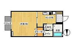 メゾントレビ10 1Kの間取図画像