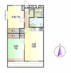 ロイヤルハイツ 2LDKの間取図画像