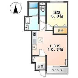 ロイヤルハイツおくら 1階1LDKの間取り