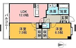 タロックス新居浜 7階2LDKの間取り