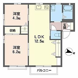 シャトレ庄内B 3DKの間取図画像