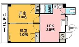 ソシアサニーヒル2 2LDKの間取図画像