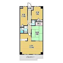 スカール喜多川B棟 3LDKの間取図画像