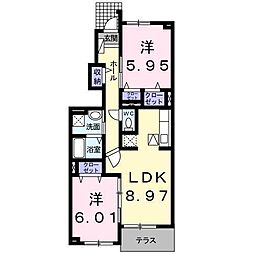 ロータス・ミカド 2LDKの間取図画像
