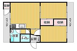みのりマンション 2DKの間取図画像