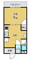 パンデュール弁財天 1DKの間取図画像