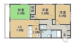 フレスコマンション 3LDKの間取図画像