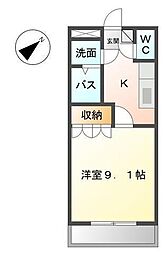 T・Yハイツ一号 1Kの間取図画像