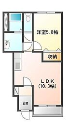 ミルキーハウス 1LDKの間取図画像