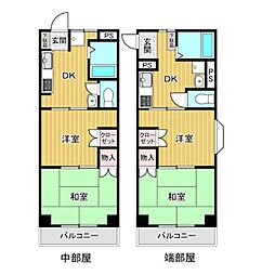 マルイハイビスカス 2DKの間取図画像