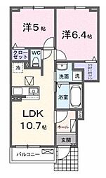 ヴィレッジ・ジュークE 2LDKの間取図画像