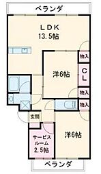 エクシア 2SLDKの間取図画像