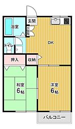 クレストール飯岡 2DKの間取図画像