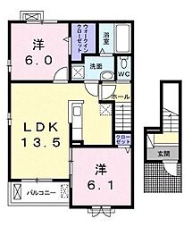 ヒトヤスミA 2LDKの間取図画像
