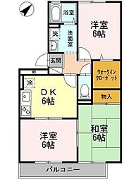 レジデンス・タケカタ 3DKの間取図画像