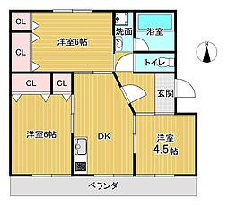 ジョイ・リーフわかくさ 3DKの間取図画像