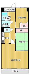スカール喜多川B棟 2LDKの間取図画像