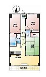 スカール喜多川A棟 3LDKの間取図画像