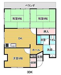 平和コーポ 3DKの間取図画像