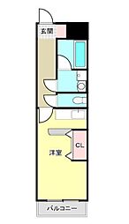 インペリアルサーフ ワンルームの間取図画像