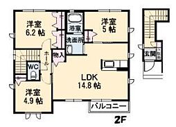 Sin嶋山-I 2階3LDKの間取り