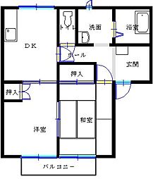 ヴィラチャーリーC 2DKの間取図画像