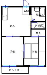 ヴィラチャーリーG 2DKの間取図画像