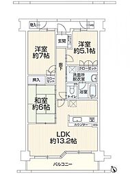 アルファシティ屋島六番館　704 3LDKの間取り