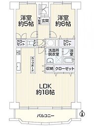 桜町マンション 2LDKの間取図画像