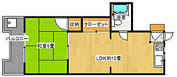 広栄マンションNo.6 1LDKの間取図画像
