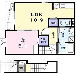 Ｕ・ｓｅｄｉｋ・ａｍｕ 201 2階1LDKの間取り