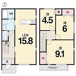 ＢｅｌｌｅＶｉｅ　　ＴＡＫＡＴＳＵ　　Ａ棟 1階3LDKの間取り
