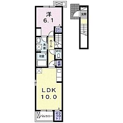 マリオ中村　Ａ 205 2階1LDKの間取り