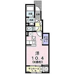 グラシオッソ坂井　III 105 1階ワンルームの間取り