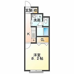シンプルN 1Kの間取図画像