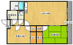 クリスタルコートJ 2LDKの間取図画像