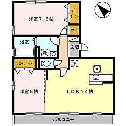 ボナール 2LDKの間取図画像