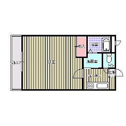 マリベール土橋 1Kの間取図画像