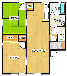 アサヒハイツ 2LDKの間取図画像