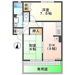 高知市朝倉南町 2DK 1F(初期費用減額CP) 1階2DKの間取り
