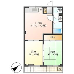 高知市神田　2LDK　3F（初期費用減額CP） 3階2LDKの間取り