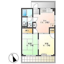 高知市南河ノ瀬町　2DK　2F（無料ネット・P1台込・南向） 2階2DKの間取り