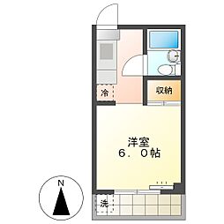高知市上町3　1K　3F（南向き・角部屋） 3階1Kの間取り