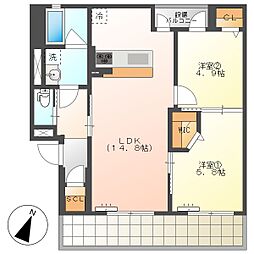 高知市神田　2LDK　1F(初期費用減額CP) 1階2LDKの間取り