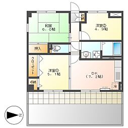 高知市秦南町1 3DK 1F(P1台込・都市ガス・イオン近) 1階