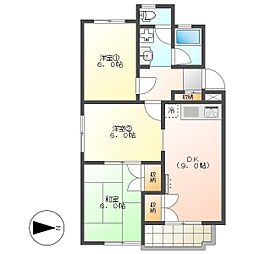 高知市西秦泉寺　3DK　3F（最上階・角部屋・P有） 3階