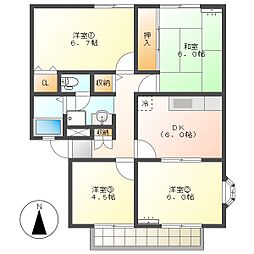 高知市一ツ橋町2 4DK 2F(最上階・P1台込・南向) 2階