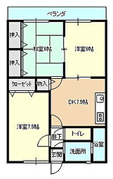 ユーミーマンション枝川 3階3DKの間取り